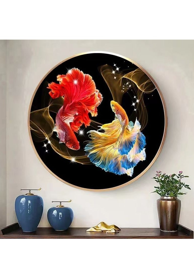 New Koi Silk Cross Stitch, easy to do by yourself, can be placed in the living room, dining room, entrance and bedroom, 60*60cm - Image 1