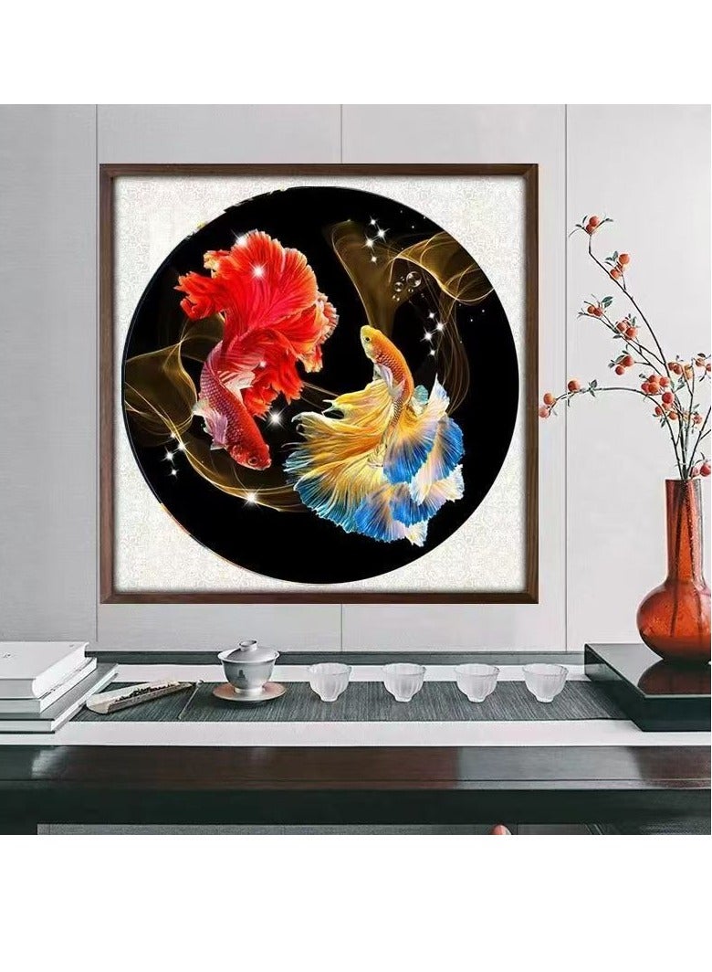 New Koi Silk Cross Stitch, easy to do by yourself, can be placed in the living room, dining room, entrance and bedroom, 60*60cm - Image 4