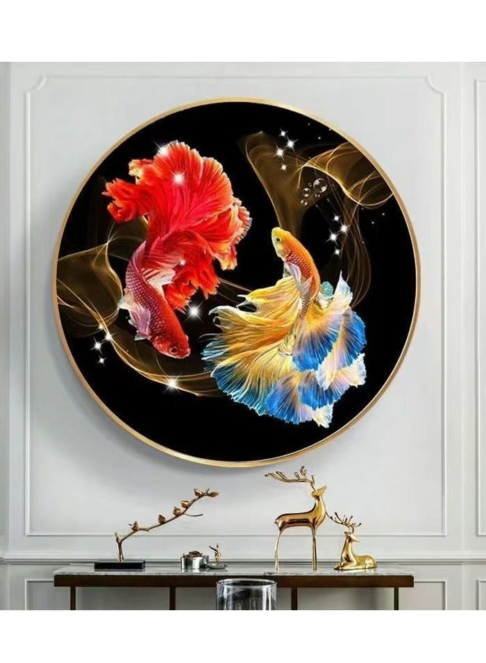 New Koi Silk Cross Stitch, easy to do by yourself, can be placed in the living room, dining room, entrance and bedroom, 60*60cm - Image 3