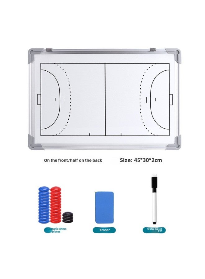 Generic Aluminum Alloy Frame Handball Tactical Board Portable Game Coach Tactical Arrangement Training Teaching Board Erasable-Specifications:White Background Aluminum Alloy Handball Tactical Board - Image 1