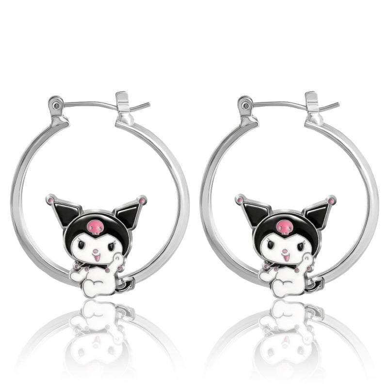 Hello Kitty Sanrio Hello Kitty and Friends Women’s Hoop Earrings - Enamel Hello Kitty, Kuromi, My Melody Official License Gifts - Image 1