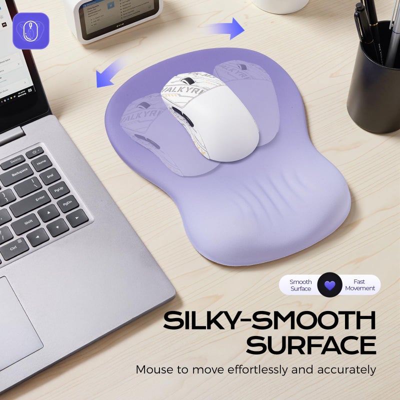 mintcaps Ergonomic Mouse Pad with Wrist Rest - Purple Mousepad Wrist Support, Memory Foam with Massage Design Wrist Rest for Mouse - Image 3