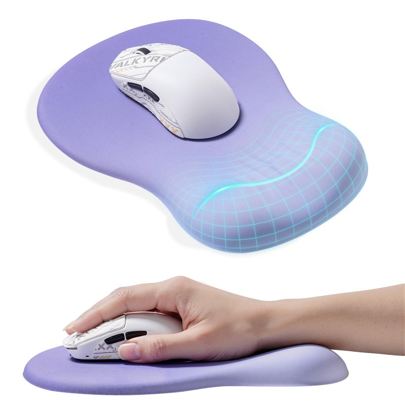 mintcaps Ergonomic Mouse Pad with Wrist Rest - Purple Mousepad Wrist Support, Memory Foam with Massage Design Wrist Rest for Mouse - Image 1