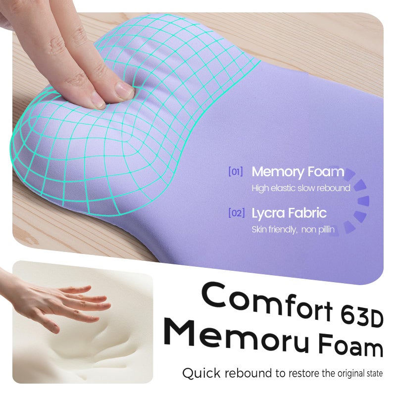 mintcaps Ergonomic Mouse Pad with Wrist Rest - Purple Mousepad Wrist Support, Memory Foam with Massage Design Wrist Rest for Mouse - Image 5