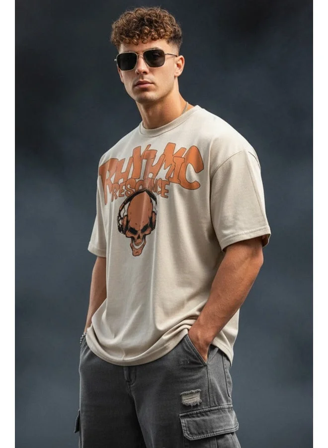 فيردو Veirdo® Pure Cotton Half Sleeve Round Neck Oversized Fit Graphic Print Swan White T-Shirt Men/Boys (OS_V_RHYTMIC_SW_M)