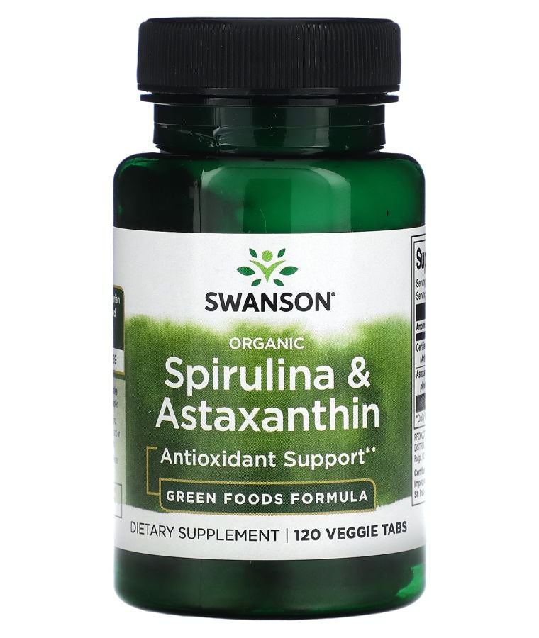 SWANSON سبيرولينا عضوية وأستازانتين 120 قرص نباتي