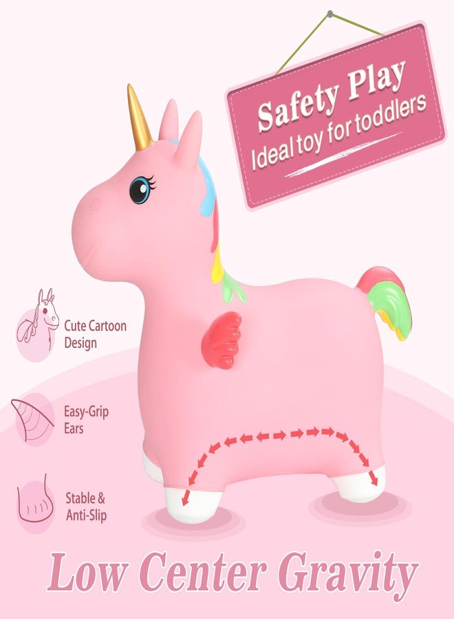 INPANY Unicorn Bouncy Horse Toys for 2 Year Old Girl, Toddler Girl Bouncing Animal Hopper Horse, Inflatable Hopping, Ride on Rubber Bouncer, Indoor Outdoor Baby Birthday Gifts for 3 4 Year Old Boys - Image 3