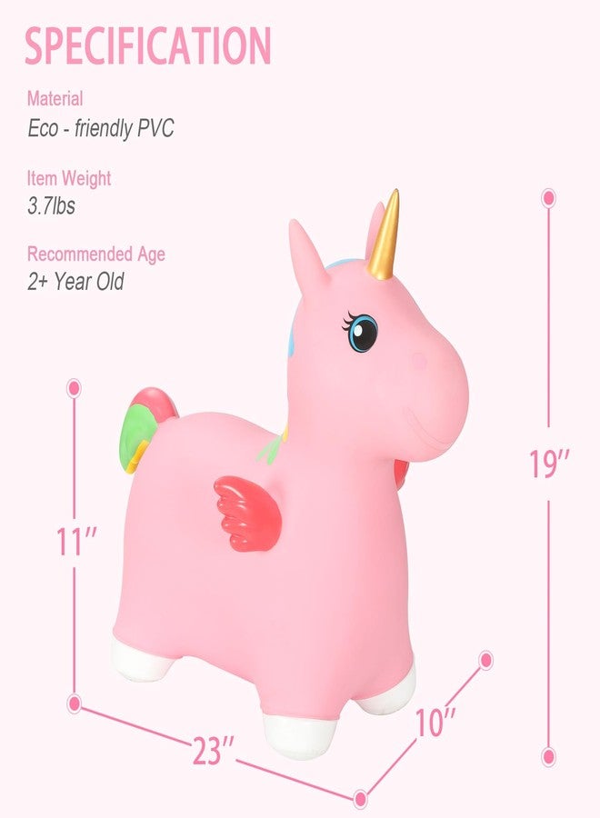 INPANY Unicorn Bouncy Horse Toys for 2 Year Old Girl, Toddler Girl Bouncing Animal Hopper Horse, Inflatable Hopping, Ride on Rubber Bouncer, Indoor Outdoor Baby Birthday Gifts for 3 4 Year Old Boys - Image 2
