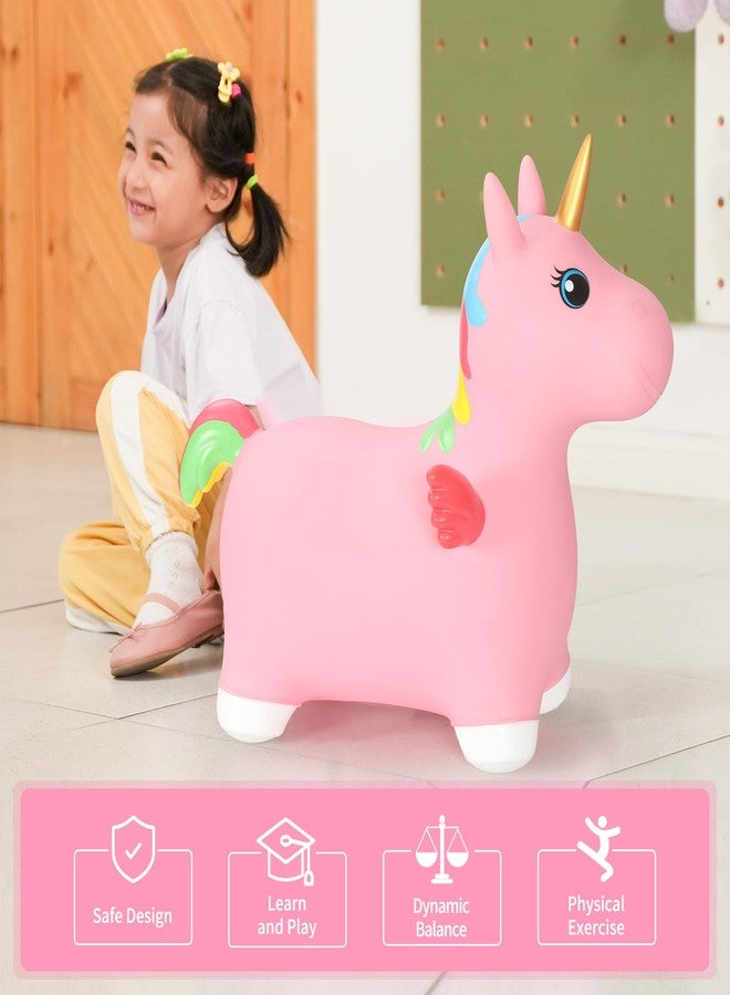 INPANY Unicorn Bouncy Horse Toys for 2 Year Old Girl, Toddler Girl Bouncing Animal Hopper Horse, Inflatable Hopping, Ride on Rubber Bouncer, Indoor Outdoor Baby Birthday Gifts for 3 4 Year Old Boys - Image 4