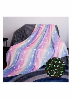 Y&D Glow in The Dark Throw Blanket Super Soft Flannel Fleece 100 x 150cm Warm Cozy Furry for Kids Decorated with Stars and Horse Holiday Birthday Gift Girls Boys Teens  - Image 1