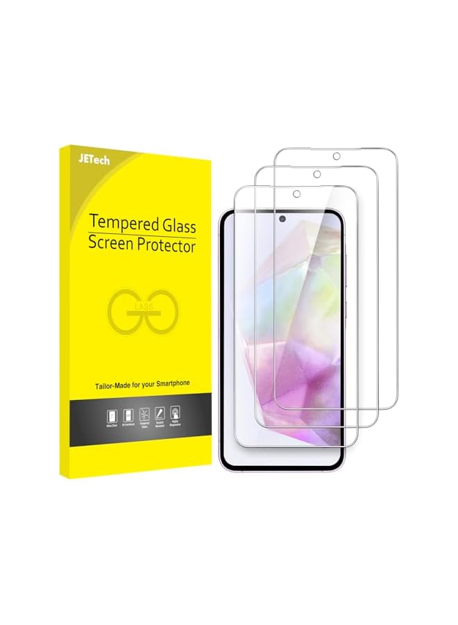 جي تيك واقي شاشة JETech لهاتف Galaxy A35 5G مقاس 6.6 بوصة، طبقة من الزجاج المقوى 9H، مضاد للخدش، شفاف عالي الدقة، 3 عبوات - Image 1