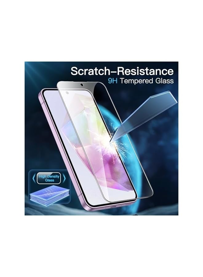جي تيك واقي شاشة JETech لهاتف Galaxy A35 5G مقاس 6.6 بوصة، طبقة من الزجاج المقوى 9H، مضاد للخدش، شفاف عالي الدقة، 3 عبوات - Image 3
