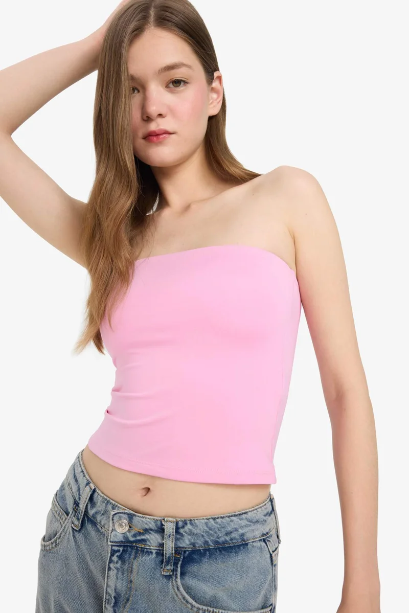 ديفاكتو Slim Fit Strapless Tank Top