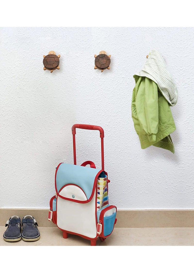 Wood Wall Hooks, Natural Cute Little Turtle Coat Hooks, Hanging Rack for Hanging Coat, Scarf, Bag, Towel, Clothes, Short Sleeve ,Shirt Suit, Hats and More 5PCS  - Image 5