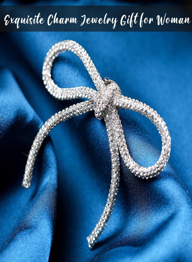 تونديامو 3 قطع من دبابيس بروش على شكل فيونكة كريستالية، هدية عيد الميلاد للنساء، دبابيس بروش على شكل فيونكة، إكسسوار لحفلات الزفاف والمناسبات الرسمية، فستان، بدلة، قميص (بسيط) - Image 5