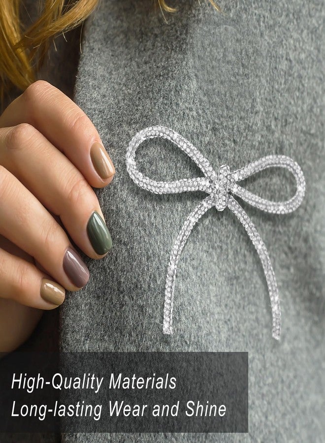 تونديامو 3 قطع من دبابيس بروش على شكل فيونكة كريستالية، هدية عيد الميلاد للنساء، دبابيس بروش على شكل فيونكة، إكسسوار لحفلات الزفاف والمناسبات الرسمية، فستان، بدلة، قميص (بسيط) - Image 3