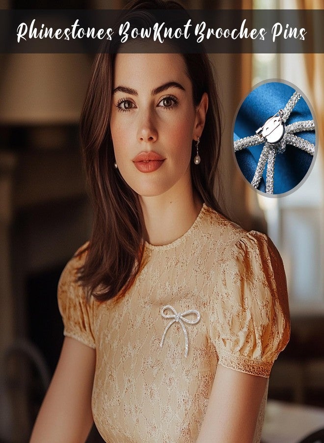 تونديامو 3 قطع من دبابيس بروش على شكل فيونكة كريستالية، هدية عيد الميلاد للنساء، دبابيس بروش على شكل فيونكة، إكسسوار لحفلات الزفاف والمناسبات الرسمية، فستان، بدلة، قميص (بسيط) - Image 4