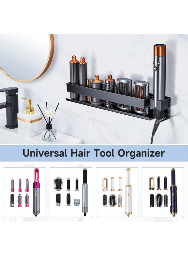 LOXSUN Hair Tool Organizer for Wall Mounted Curling Iron Holder, Hair Dryer Holder for Curling Iron Accessories Storage, Bathroom Hair Straightener Organizer for Hair Styler Attachments Storage (Black) - Image 4