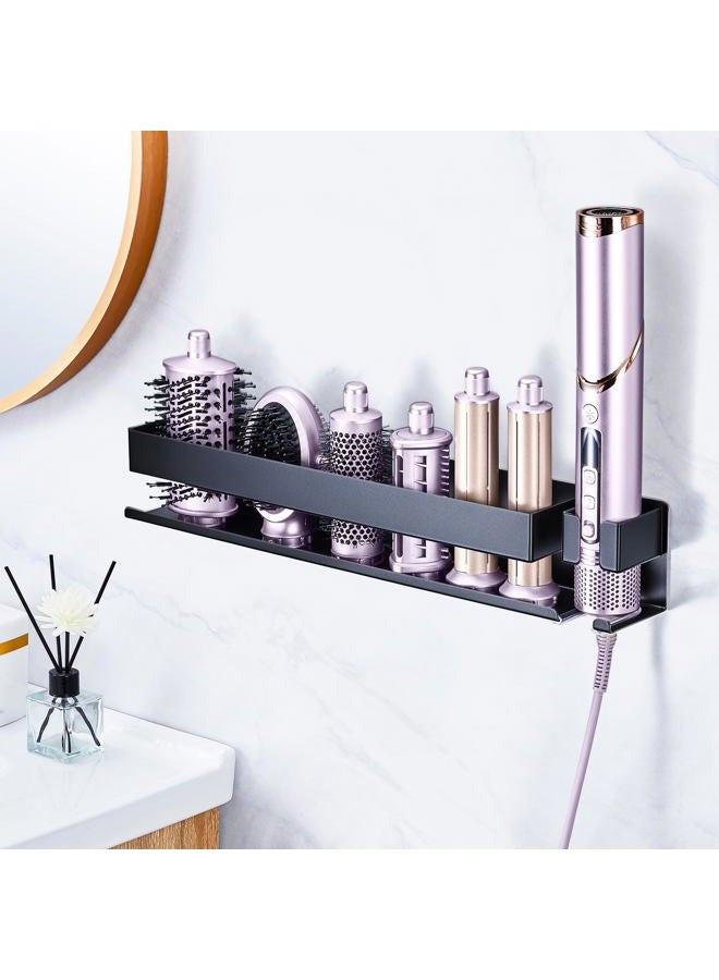 LOXSUN Hair Tool Organizer for Wall Mounted Curling Iron Holder, Hair Dryer Holder for Curling Iron Accessories Storage, Bathroom Hair Straightener Organizer for Hair Styler Attachments Storage (Black) - Image 2