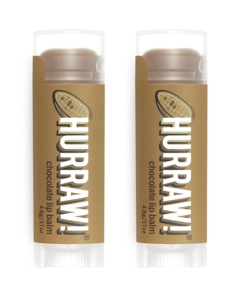 Hurraw Chocolate Lip Balm 2 Pack Organic Certified Vegan Cruelty and Gluten Free NonGMO 100 Natural Ingredients Bee Shea Soy and Palm Free Made in USA