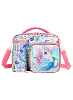Eazy Kids Bottle, Lunch Bag With Detachable, Adjustable Shoulder Strap - Unicorn Chrome - Pink  - Image 1
