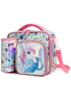 Eazy Kids Bottle, Lunch Bag With Detachable, Adjustable Shoulder Strap - Unicorn Chrome - Pink  - Image 2