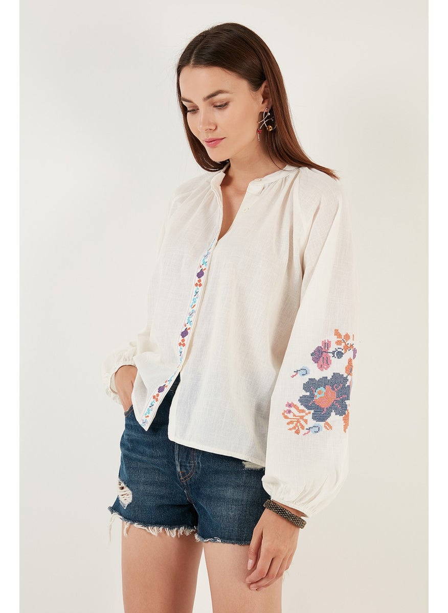 Embroidered Cotton Regular Fit Balloon Sleeve Summer Shirt Women's Shirt 611BZ0173 - pzsku/Z7097829138855E39DD88Z/45/_/1741257027/80ade5fd-d259-4b05-8033-b40377bfa3ac