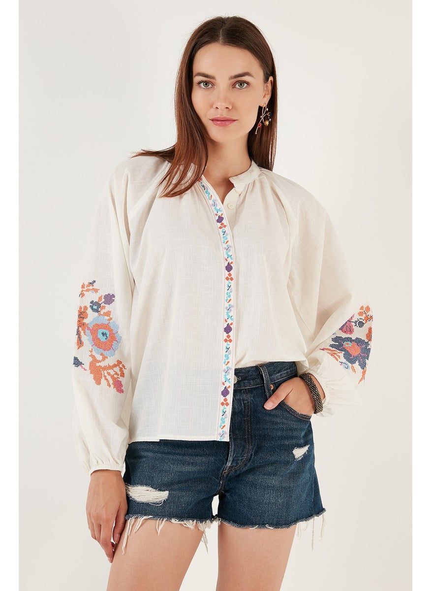 Embroidered Cotton Regular Fit Balloon Sleeve Summer Shirt Women's Shirt 611BZ0173 - pzsku/Z7097829138855E39DD88Z/45/_/1741257029/55663799-55c7-4709-98de-60afd55acc76