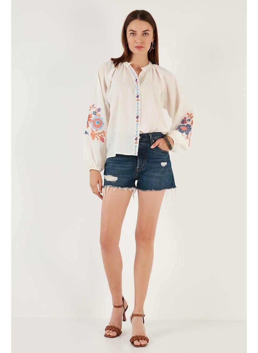 Embroidered Cotton Regular Fit Balloon Sleeve Summer Shirt Women's Shirt 611BZ0173 - pzsku/Z7097829138855E39DD88Z/45/_/1741257030/aa192d42-e9d6-4b97-9231-cfd4d08cb956