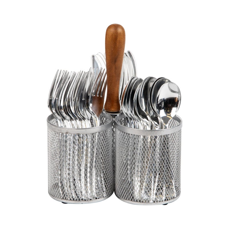 Mind Reader Mind Reader Utensil Holder Silverware Organizer Caddy Cutlery Holder Kitchen Metal Mesh 75 L x 75 W x 975 H Silver