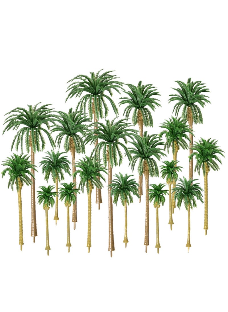 Miniature Palm Tree Model Set - 18PCS Mixed Sizes (3.1" - 6.3"), Fake Plastic Trees without Stands for DIY Scenery, Landscape, Cake Decoration  - Image 1