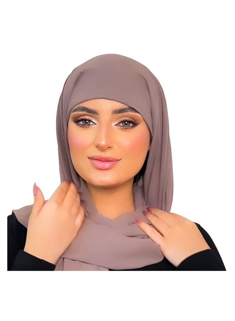 BHNS Hijab VIP veil, women's scarf, soft laser chiffon in elegant modern colors, with a hidden cotton bandana For more comfort and high stability on the head for women  - Image 4
