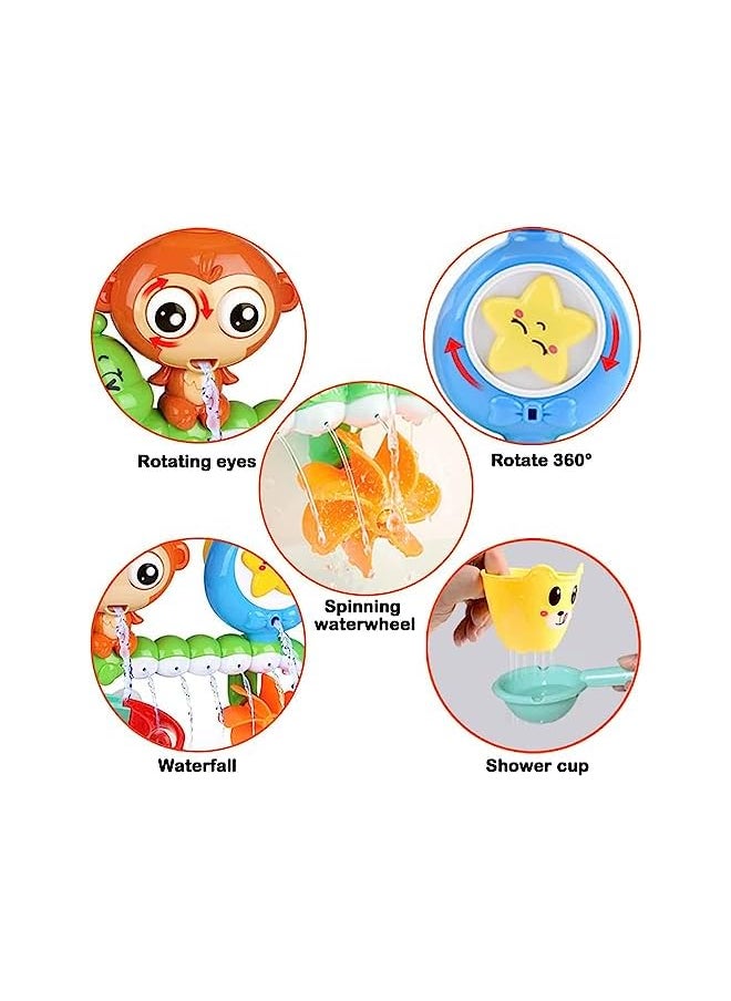 Bolivia's - Waterfall Water Toy Baby Bath Toys With One Stackable Cup Waterfall Water Station Bath Toys Water Shower Sprinkler Toy Bathtub Toys For 1 To 4 Year Old Boys Girls Toddler - Image 1