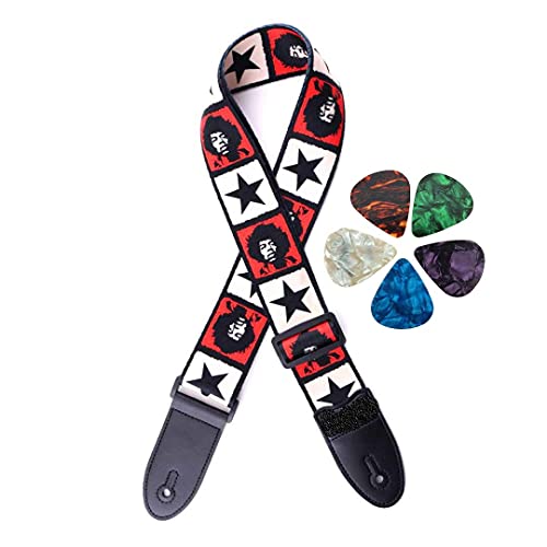 MUSTANG Guitar Strap/Adjustable Guitar Strap with free 5 picks (Jimi Hendrix) - Image 1