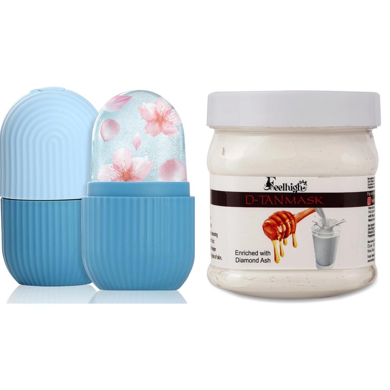 Feelhigh Acne Pimple Spot Removal Combo Face Ice Roller 10gm And De tan Tan Removal Face Pack 500ml Enriched with Milk And Honey Extract For Clear SmootherFree Skin All Skin Types - Image 1