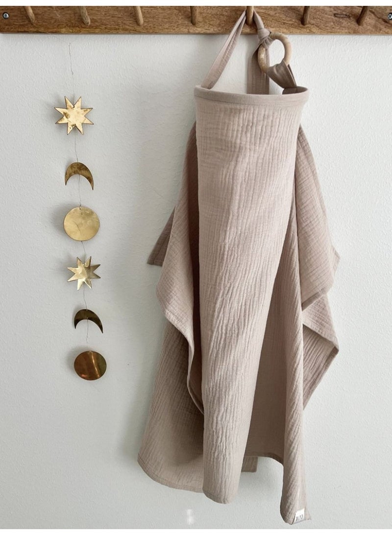 Baby Pure Cotton Blanket Feeding Clothes Shawl Nursing Cover Anti-Exposure Nursing Towel Khaki - Image 2