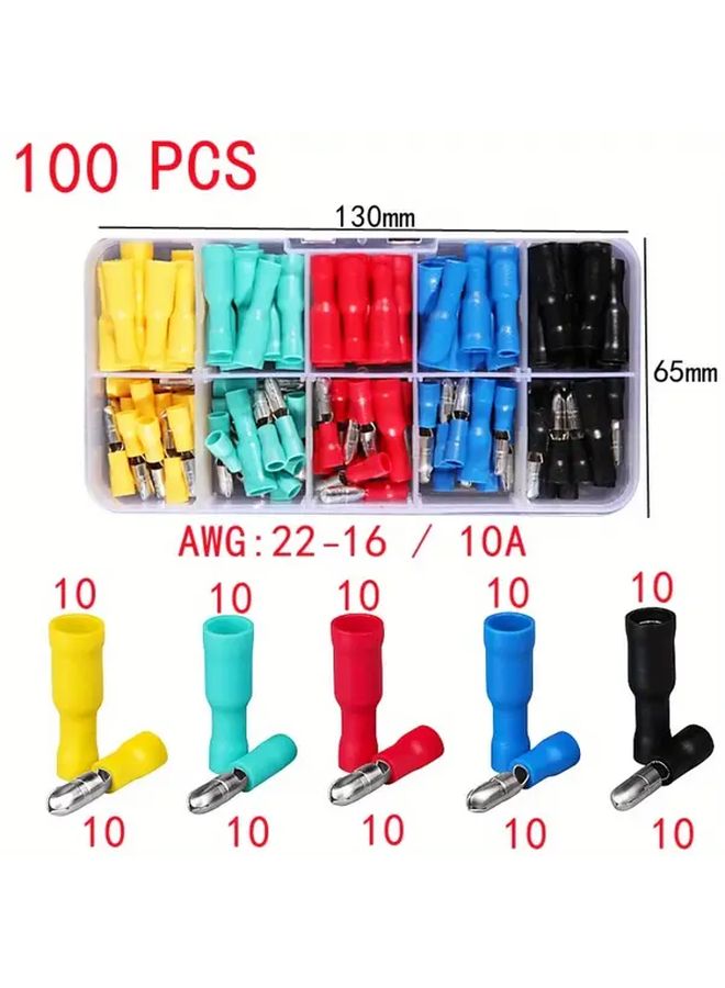 100Pcs Bullet Type Insulation Crimp Terminal and Multifunctional Pliers Wire Connector Kit - Image 3