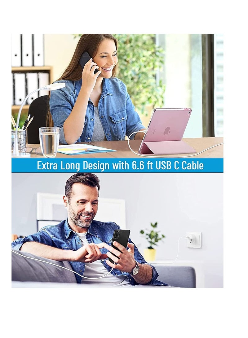 ELTRAZONE USB C charger and plug for ipad Pro, 20W Wall Fast Charger with 6.6FT USB C Fast Charging Cable Compatible for iPad Pro 12.9 5/4/3 Gen,iPad Pro 11 3/2/1 Gen,iPad Air 4,Galaxy S21/Note20, Pixel 5  - Image 4