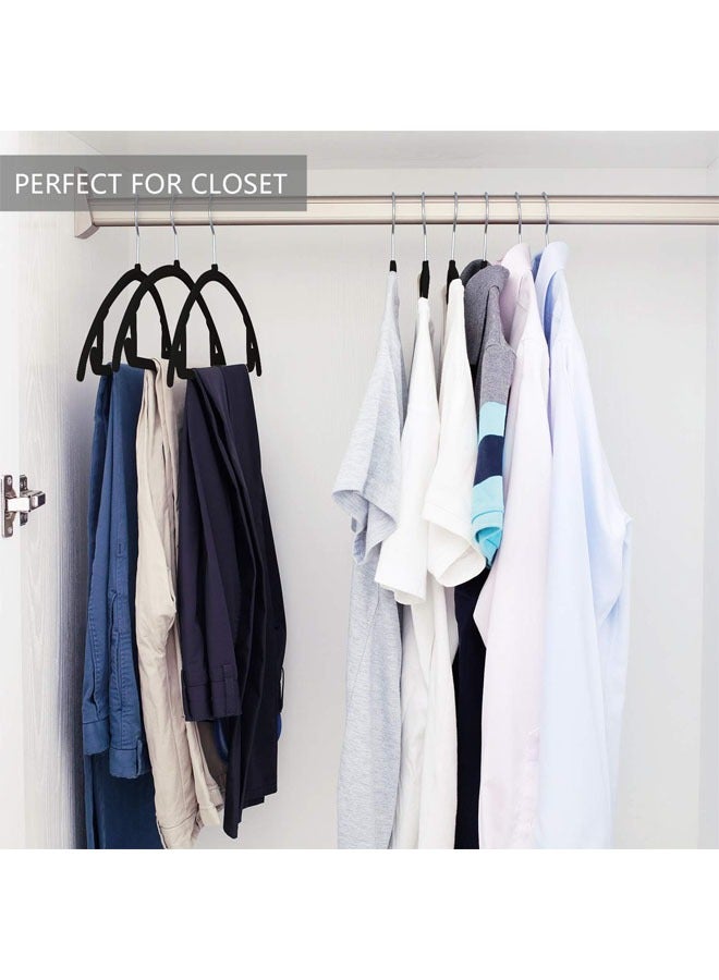 Hihonor Pack of 20 Premium Velvet Hangers, Heavyduty Non Slip No Shoulder Bump Suit Hangers, Chrome Hooks, Space Saving Clothes Hangers, Rounded Hangers for Coat, Sweater, Jackets, Pants (Black) - Image 5