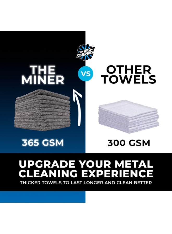 THE RAG COMPANY THE MINER 10-Pack 16x16 inch Professional Edgeless 365 GSM 70/30 Blend Microfiber Towels for Metal Polishing & Detailing - Image 1