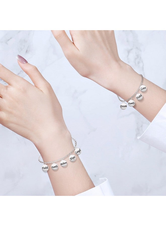 TXIN 140 Pieces Silver Inspiration Charms for Bracelets and Jewelry Making, Round Letter Alloy Flat Pendants for DIY Necklaces Keychain Crafts, 7 Styles - Image 5