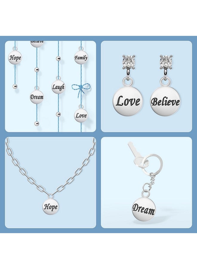 TXIN 140 Pieces Silver Inspiration Charms for Bracelets and Jewelry Making, Round Letter Alloy Flat Pendants for DIY Necklaces Keychain Crafts, 7 Styles - Image 3