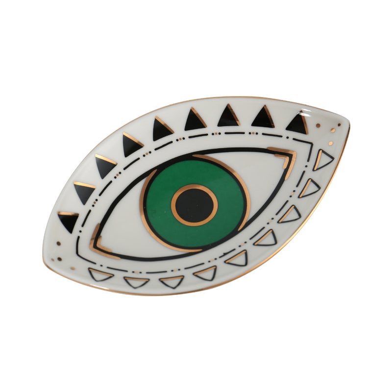 Time Yilian Creative Oval Tray Ceramic Household Hallway Decoration Ornaments Devil'S Eye Jewelry Storage Tray - Image 1