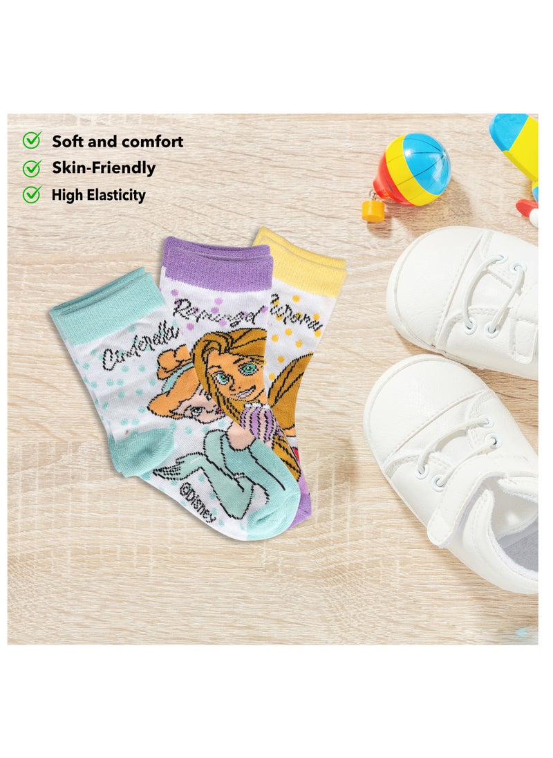 Disney The Disney Princess Socks, Ankle Crew Socks for Kids (2 to 4 Years), Pack of 3 socks  - Image 2