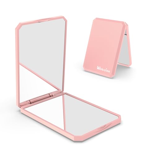 WOBSION Small Compact Mirror1x2x Travel Magnifying Mirror2Sided Handheld Portable Folding Mirror for PursePocketGiftsSquarePink - Image 1