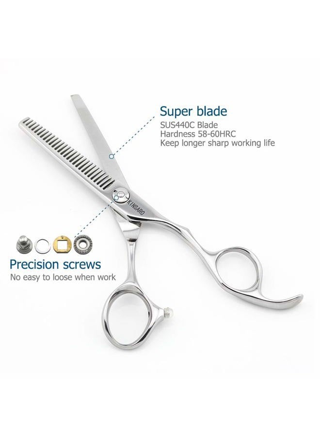 KINSARO 5.5" Barber Hair Scissors Thinning Scissors 440C Professional Thinning Shears 28 Teeth Convex Edge - Image 3