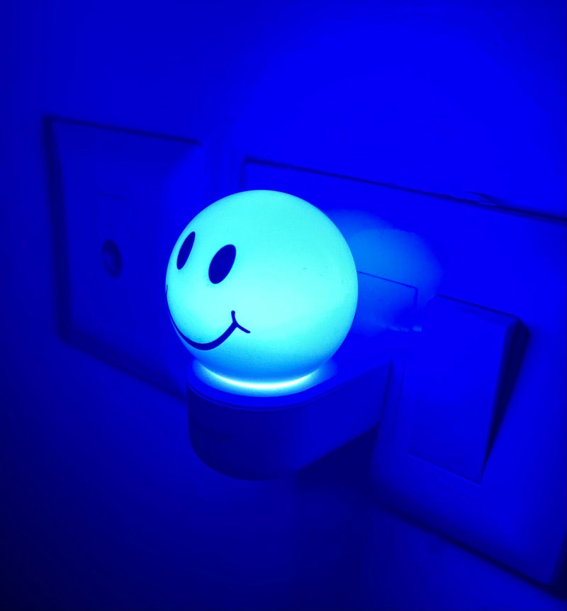 HOARD Plastic 0.5W Led Night Lamp with Smiley Face-Pack of 1 (Blue) - Image 1
