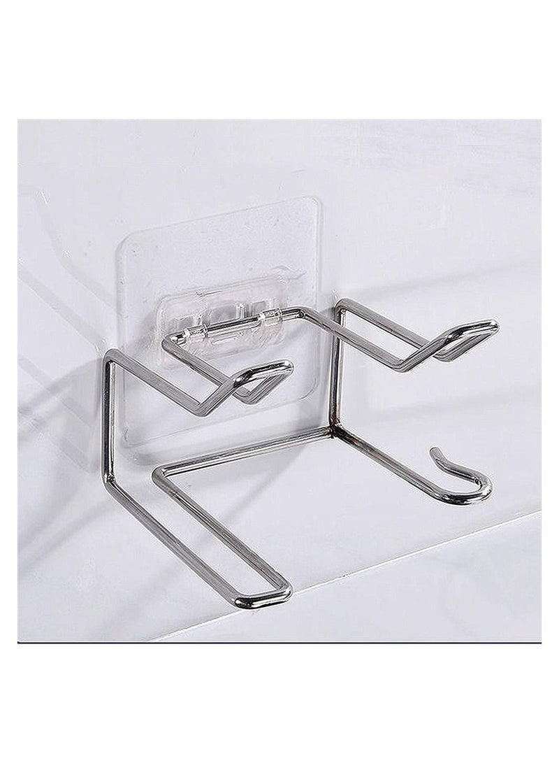 Y&D 1 Hair Dryer Holder Wall Mount No Drilling Stainless Steel Styling Tool Storage Box Self Adhesive Fits Most Dryers Silver - Image 2