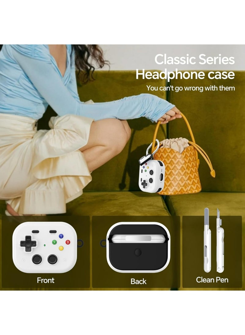 X-level Case for AirPods Pro 3 with Secure Lock Clip, Hard Shell Game Console Design Shockproof Protective Cover for Apple AirPod Pro 3 Generation with Cleaner Kit & Heart-shaped keychain - Image 5