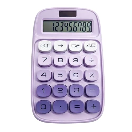 Jukusa Desktop Colorful Calculator 12 Digit, Dual Solar Power and Battery LCD Display, Easy to Press Big Buttons for Home, Office, School, College Class and Business Use (Purple) - Image 1